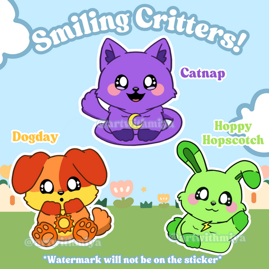 Smiling Critter Vinyl Stickers!