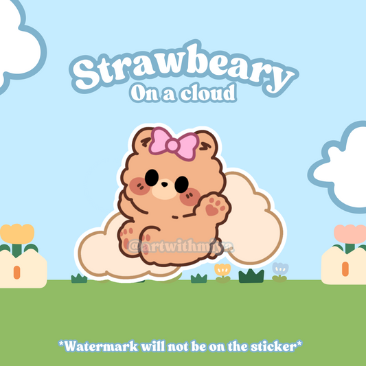 Strawbeary On A Cloud Vinyl Sticker