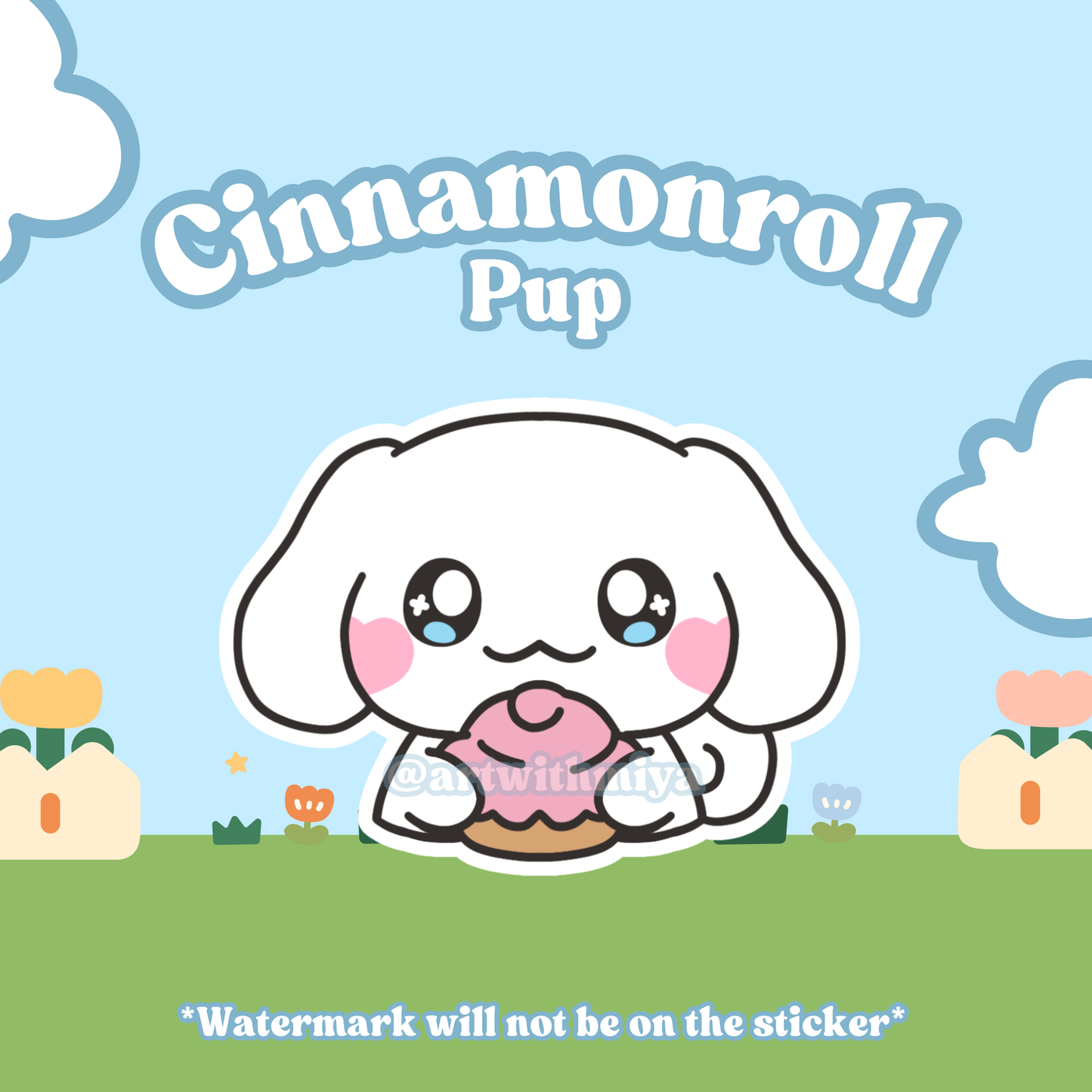 Cinnamon Roll Pup Sticker