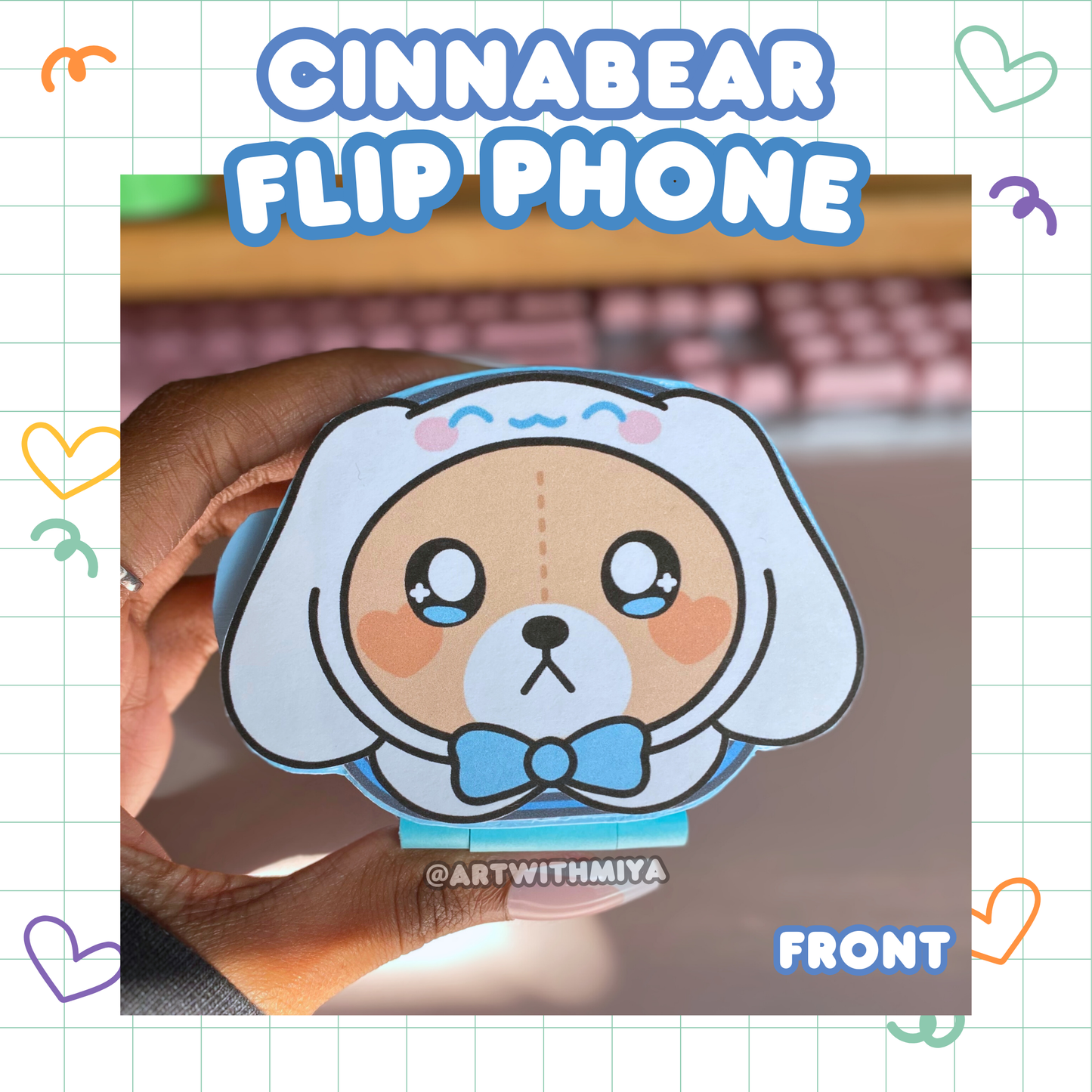 Mini CinnaBear Cardboard Flip Phone