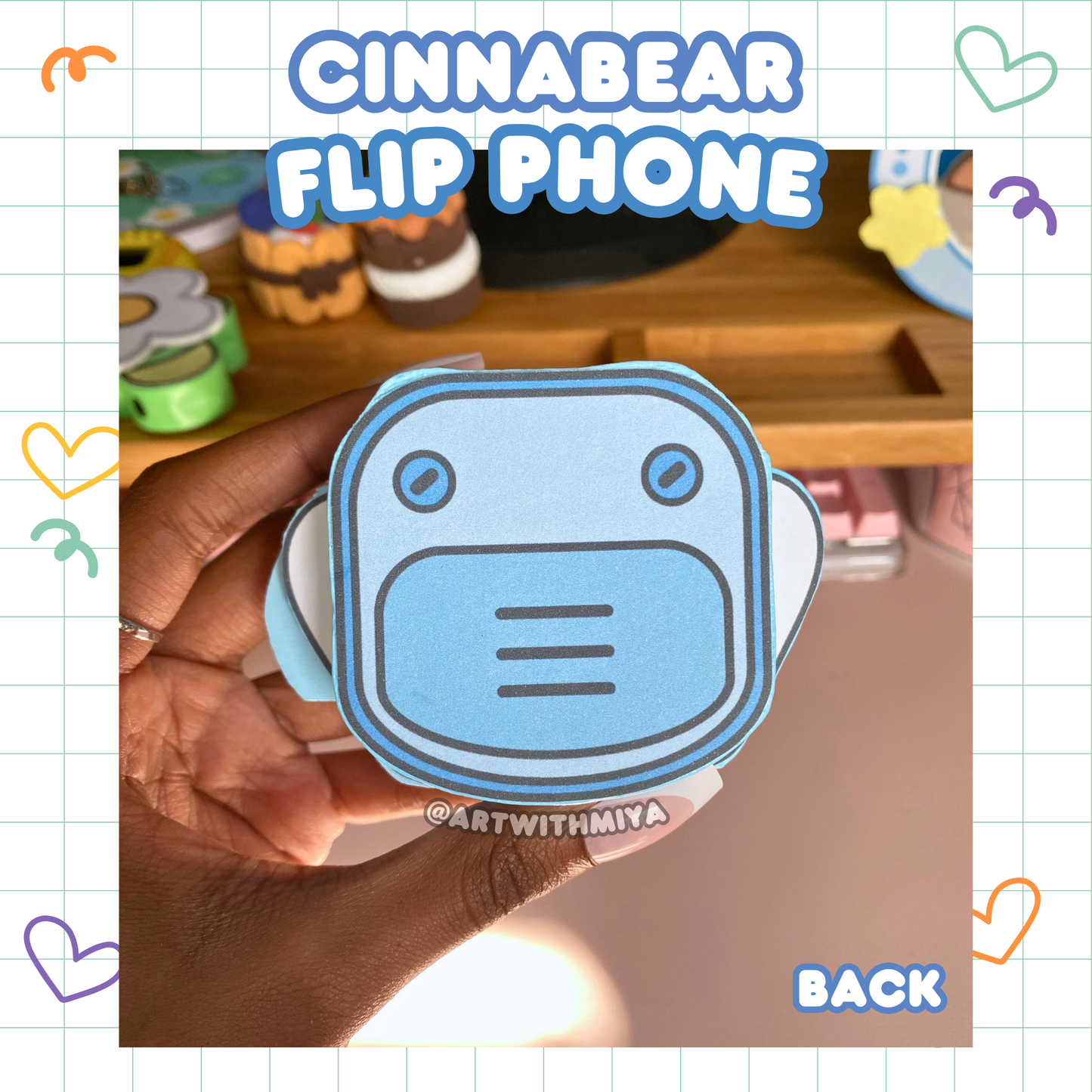 Mini CinnaBear Cardboard Flip Phone