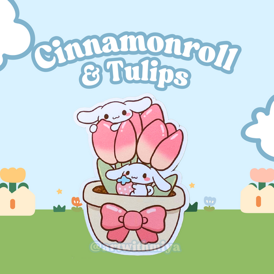 Cinnamonroll and Tulips Sticker